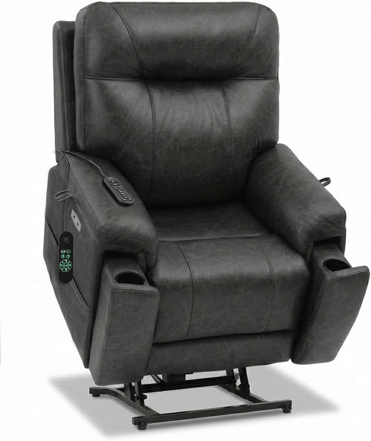 - EONIX Triple Motor Lay Flat Power Lift Recliner Chair for Elderly, 400lbs Electirc Lift Chair for Living Room, Independent Adjustable Lumbar, Extended Footrest, Hidden Cup Holders, Charcoal Black