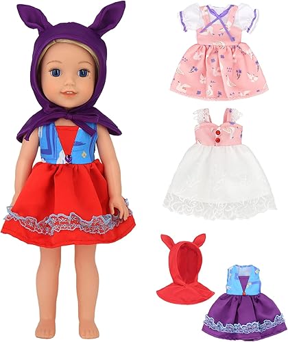 Miniatura 2 de AISITE Ropa de muñecas de 14 pulgadas, 4 juegos de ropa de muñeca viva, vestido de princesa colorido y accesorios para muñecas Reborn de 12 a 14