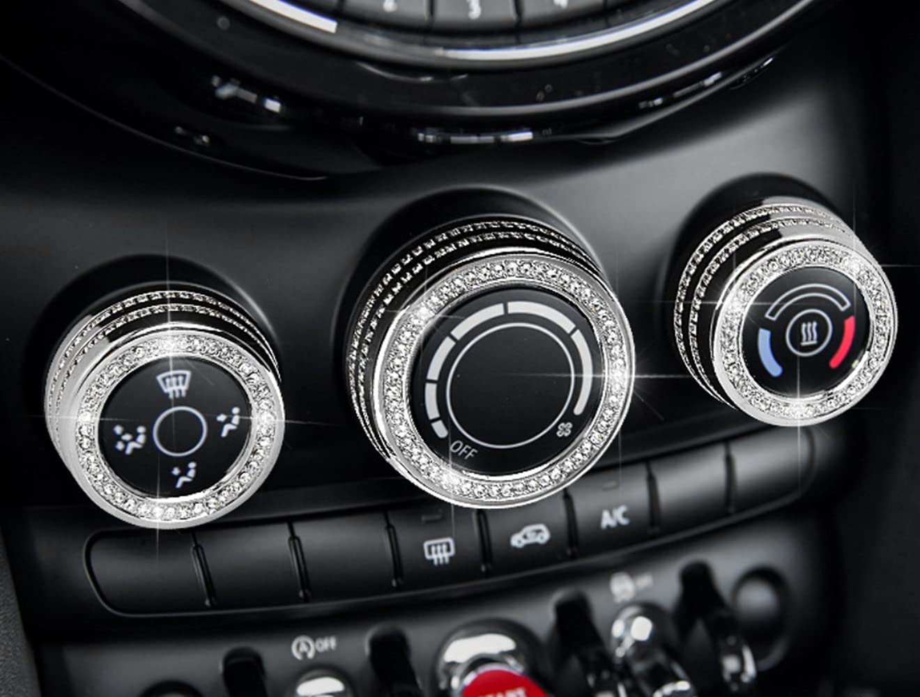 Bling air Conditioning knob Applique Wreath Suitable for Mini F54 F55 F56 F60 Interior Modification air Conditioning knob Decoration F Series Rhinestone Decoration