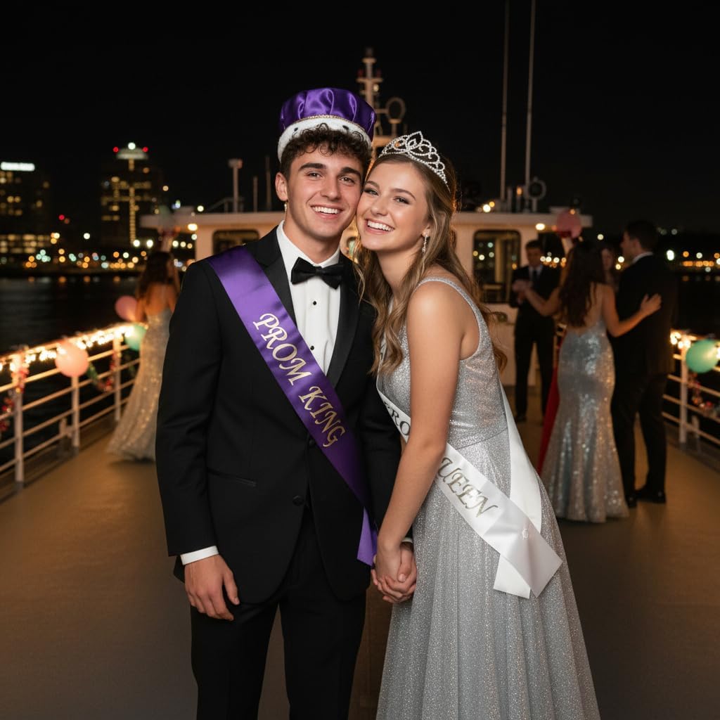 Satin Crown with Sequins and Sharona Tiara Coronation Set