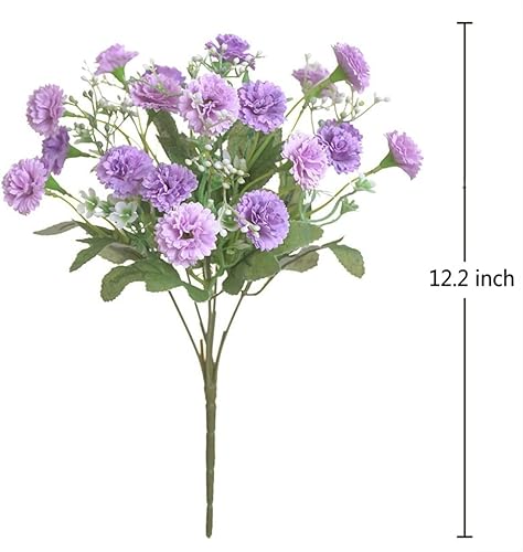 Miniatura 2 de TBUY Rose - 5 flores artificiales de clavel pequeñas a granel con tallos de seda, flores de clavel de seda para decoración al aire libre, boda,