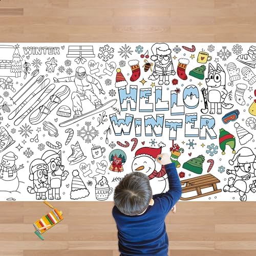 Winter Giant Coloring Poster/Tablecloth - Winter Decorations for Home - 30 x 72 Inches Jumbo Paper Coloring Banner - Kids Crafts Activities Gifts Games Party Favors Birthday Decorations