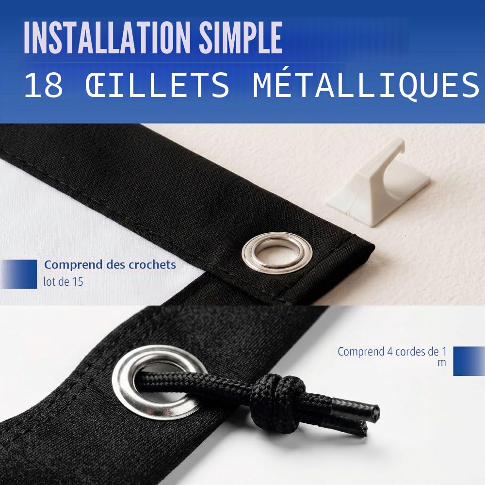 iggual - Écran de Projection 100 Pouces - Pliable - Anti-Plis - Format Large 16:9 - Angle de Vision 120° - Adapté pour Projecteur et Rétroprojecteur - Dimensions 221 x 124 cm
