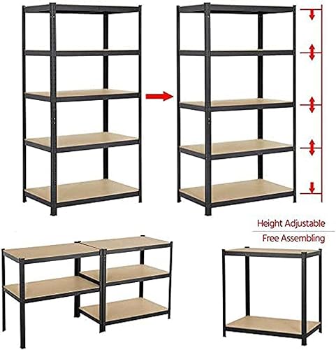 Miniatura 5 de Estantería de almacenamiento de 4 niveles, estantería de metal resistente, montaje sin tornillos, 63 pulgadas de alto x 30 pulgadas de ancho x 16