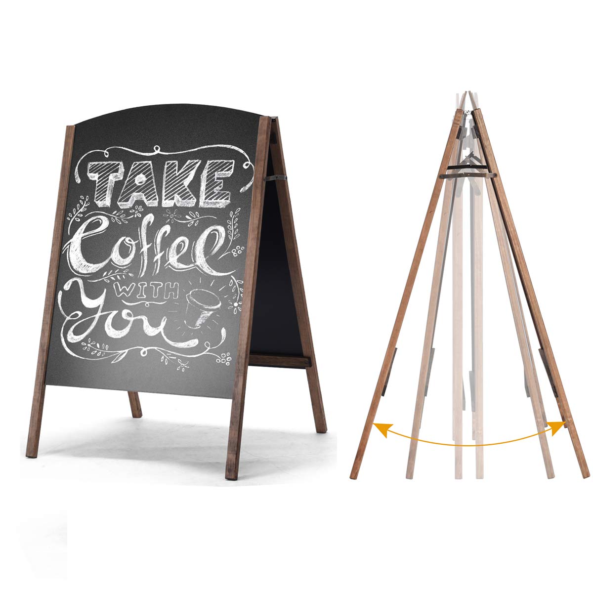 GIANTEX-Pizarra de Doble Cara con Estructura Triangular Plegable con Almohadilla de Goma para Restaurantes, Bares y Hogares (60 x 80 x 101 cm)