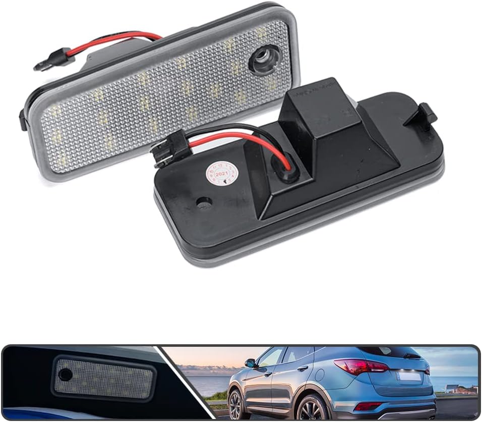 2Pcs LED License Plate Lights Number Lamp for Hyundai Santa Fe DM Grand Santa Fe NC Powered by High Power SMD Xenon White LED Error Free