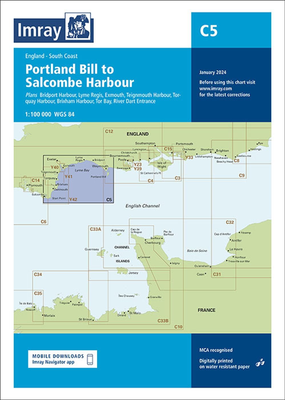 C5 Portland Bill to Salcombe Harbour by Imray C Series (Sheet map, folded)