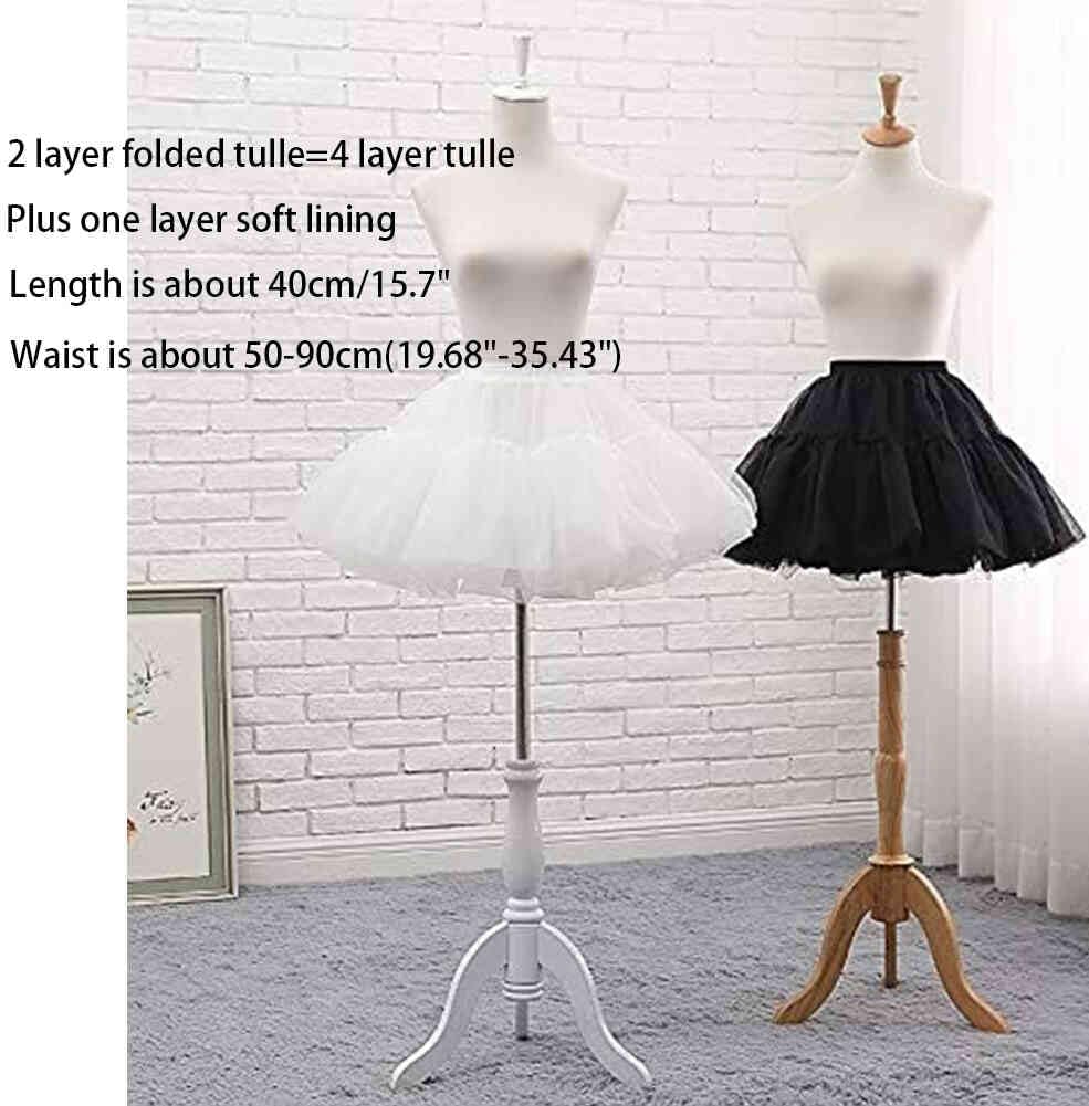 Women's Petticoat 50s 4 Levels Hoopless Short Length Tulle Crinoline Underskirts Dress Bubble Skirt Above Knee - Image 3