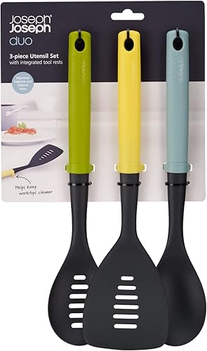 Miniatura 8 de Joseph Joseph Juego de utensilios Duo de 5 piezas con soportes de herramientas integrados juego vibrante con cucharas sólidas y ranuradas,