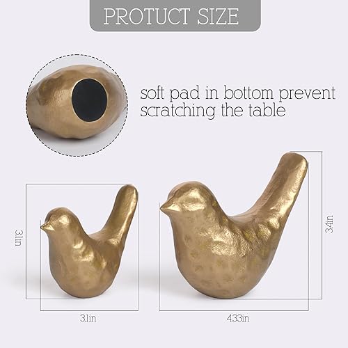 Miniatura 2 de Elegante estatua de pájaro de hierro fundido con revestimiento de latón vintage, figura de pájaro dorada para escritorio del hogar, sala de estar,