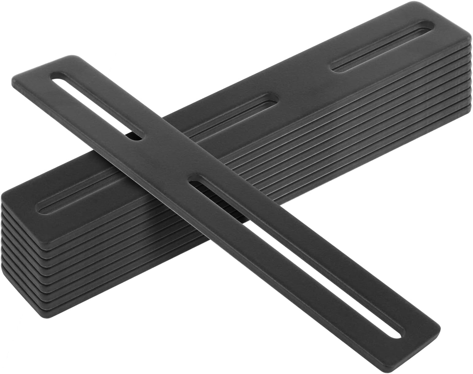 10 PCS Black Slotted Mending Plate, Flat Metal Bracket, 8" x 1-1/8" | Slots for 1/4" Fastener