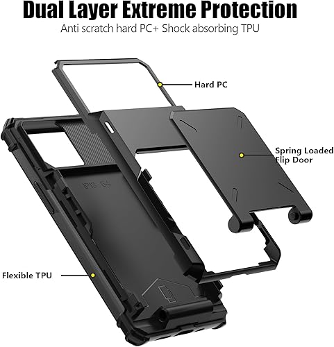 Miniatura 3 de Nvollnoe Funda para iPhone 13 Mini con tarjetero almacena 5 tarjetas Funda tipo cartera de doble capa resistente a prueba de golpes con ranura