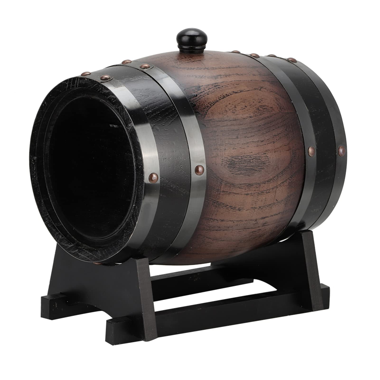 Tonneau à Vin Rouge en Chêne Noir rayé Vintage 3 L, Accessoires pour le Vin Vintage avec Robinet, Tonneau à Vin, Récipient à Brandy, Seau à Vin, Tonneau à Vin en Bois pour Whisky