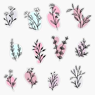 12 Cute Flowers Doodles for Bullet Journaling - Lineart Flowers with Color Pack Sticker Vinyl Waterproof Sticker Decal Car Laptop Wall Window Bumper Sticker 5"