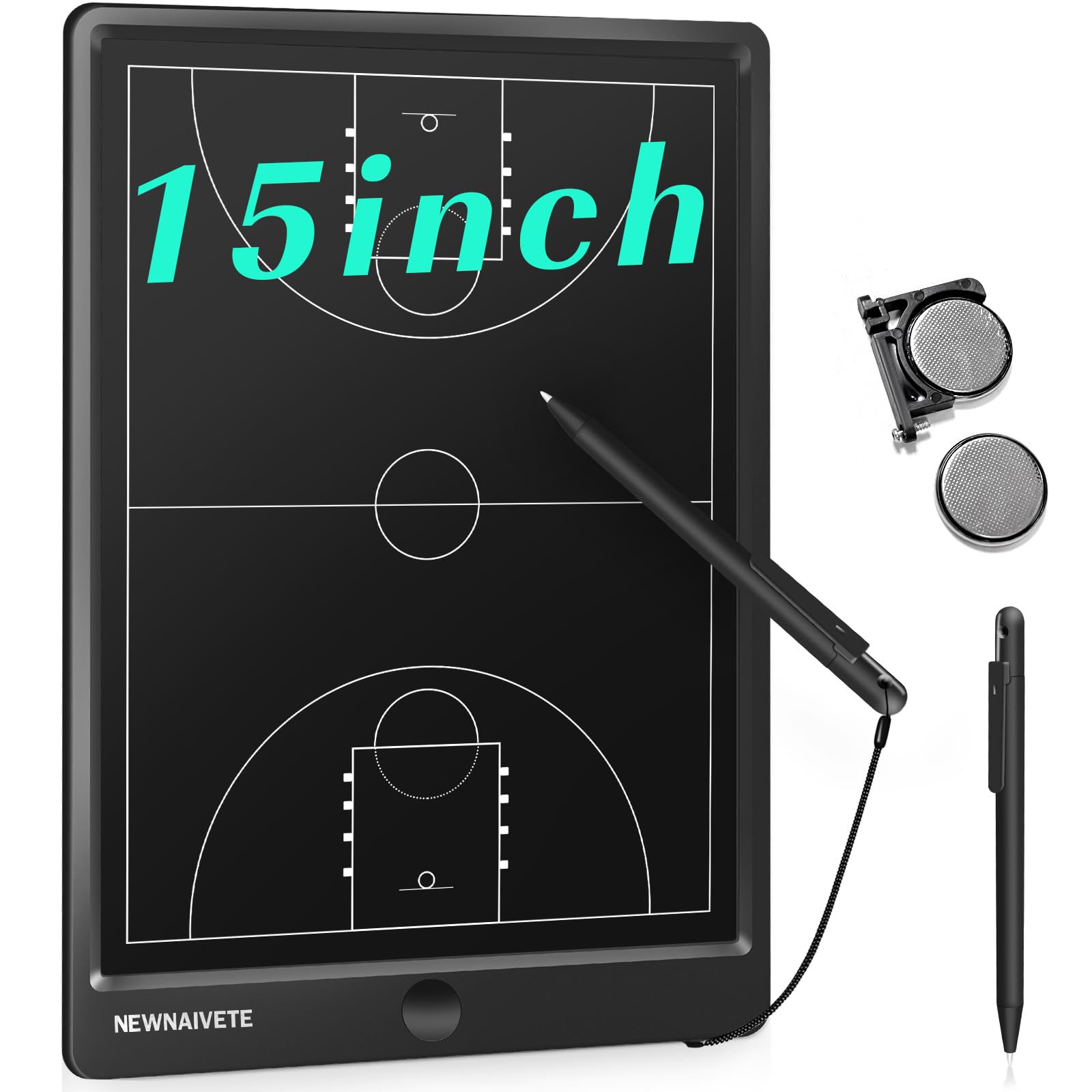 NewnaiveteElectronic Basketball Coach Board - Premium Tactical Marker Board with Large LCD Screen and Stylus Pen, Digital Rechargeable Basketball Training Equipment for Coach and Game Plan