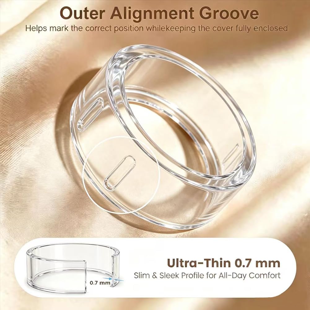 Covers Compatible with Oura Ring 5,3 Packs Smart Ring Protectors,Abrasion-Resistant, Elastic Silicone Protective Sleeve (Transparent+Dark Gray+Dark Green, M(Size12–13)) image 3