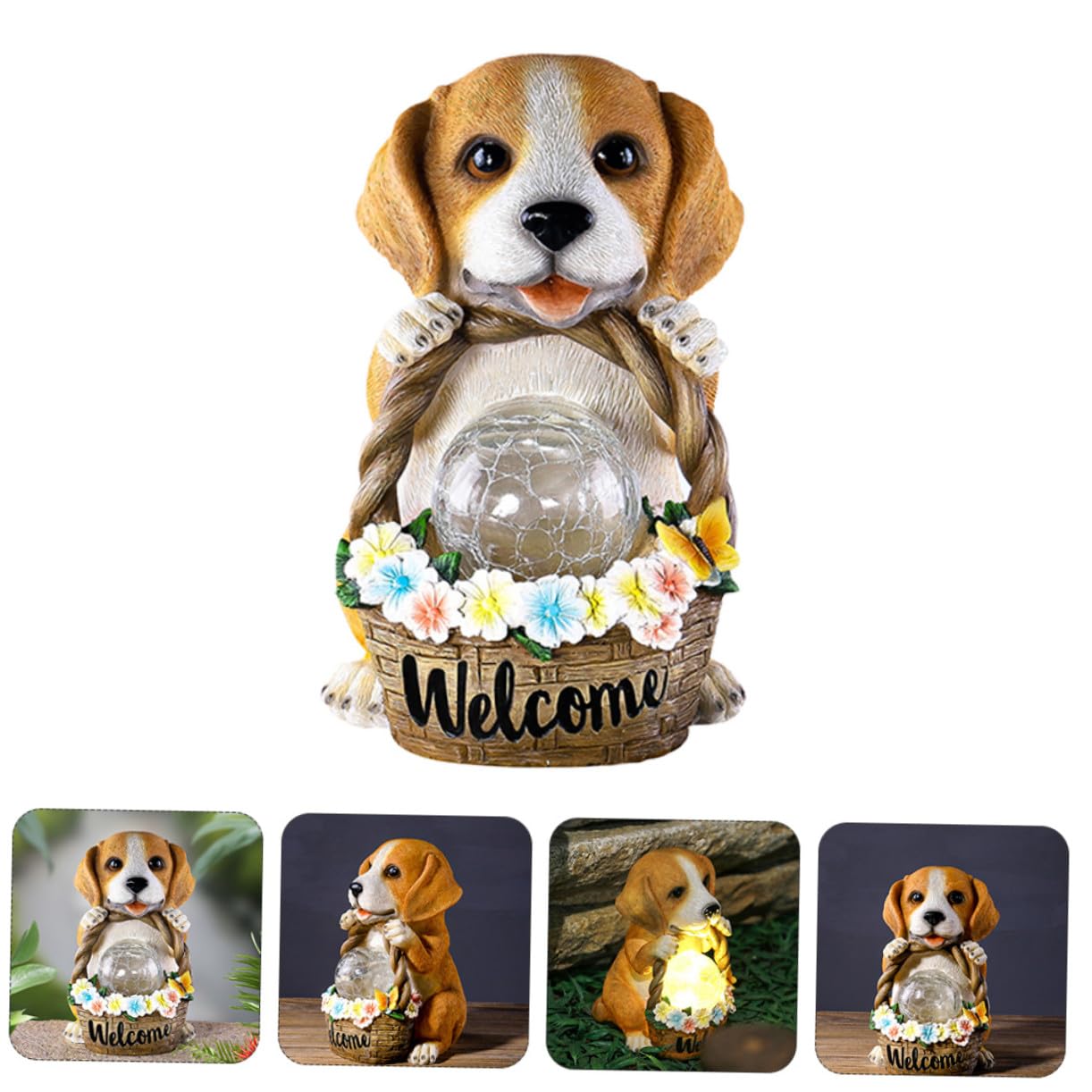 Solar Hundestatue aus Kunstharz für Garten, 1 Stück | Schickes Dekoobjekt für Außen, Farbbeständig, Geschenkidee für Gartenliebhaber