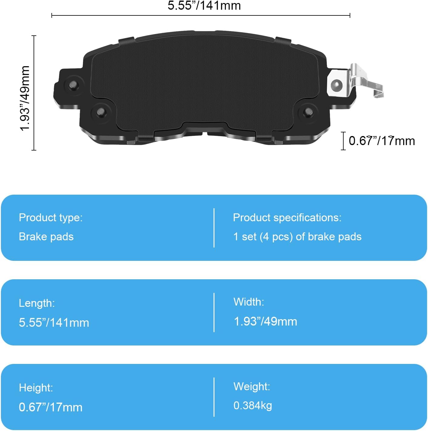 Ceramic Front Brake Pads Set Compatible with 2013 Nissan Altima (Sedan),For 2014-2025 Altima (All Models),For 2014-2018 Nissan Leaf (HZ1650)