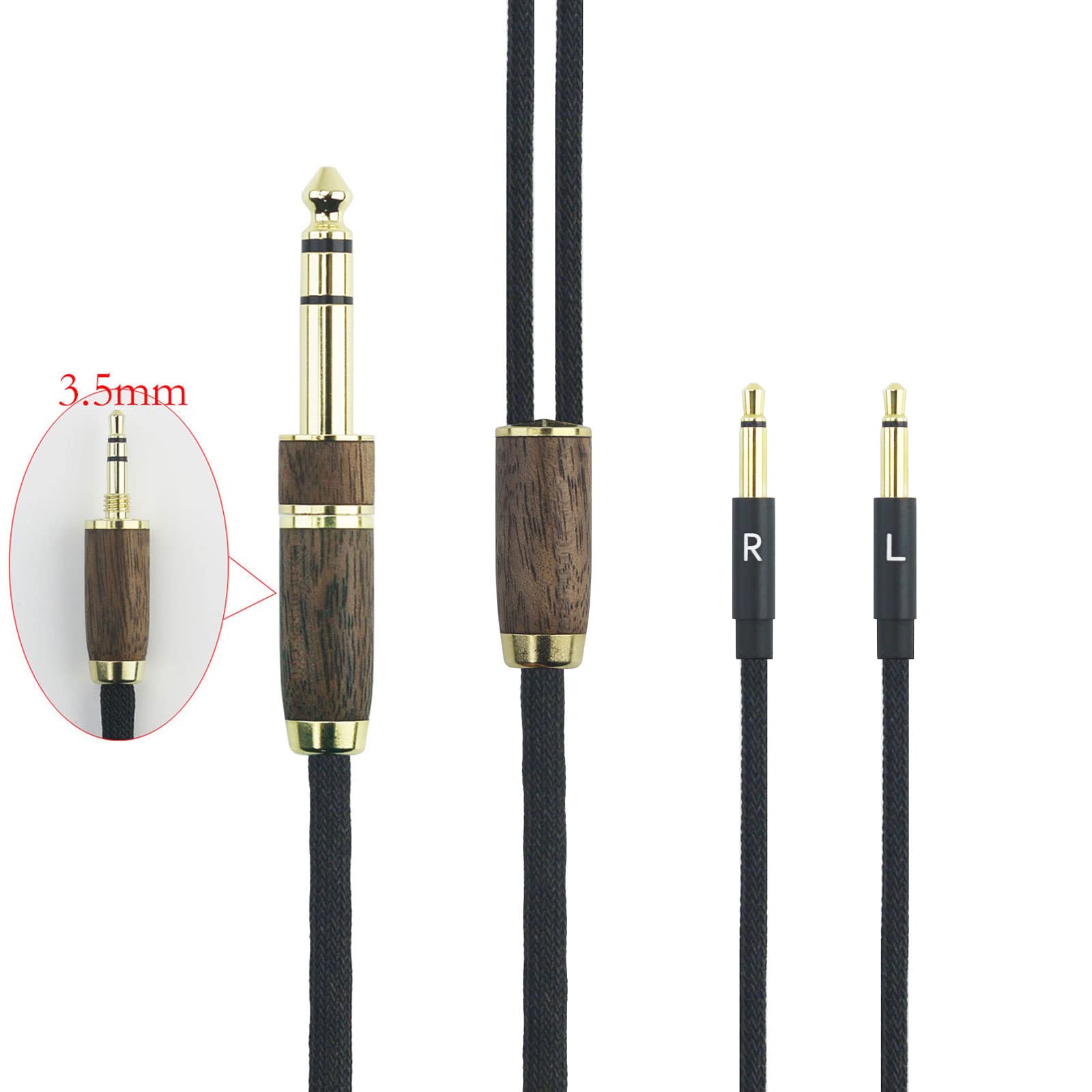 NewFantasia Replacement Audio Upgrade Cable 6N OCC Copper Single Crystal Silver Plated Cord Compatible with Meze 99 Classics, for Meze 99 Neo Headphone Walnut Wood Shell & 6.35mm Adapter