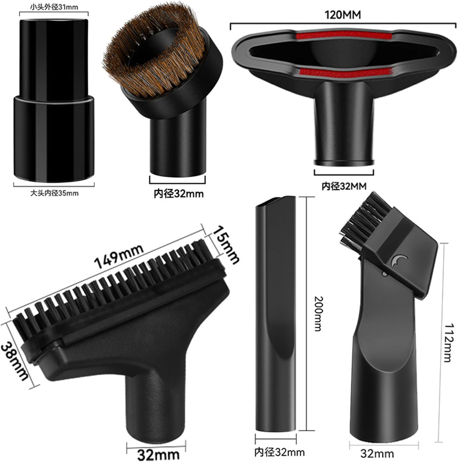 Of 7 Comprehensive Attachment Set Crevice Nozzle Upholstery Nozzle Tool