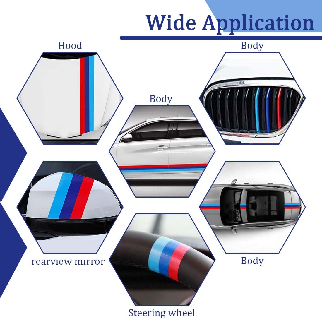 Strisce Adesive Decorative Per Auto &ndash; Pellicola Per Carrozzeria 2x15 Cm &ndash; Effetto Gloss O Opaco