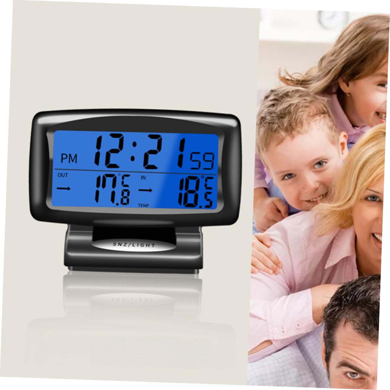 SUPVOX 2pcs Dual Temperature Electronic Clock Car Thermometer Luminous Display Car Supplies No Battery Needed
