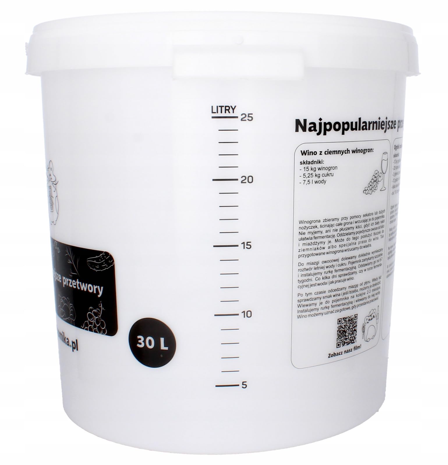 Made in home 30 l pojemnik do fermentacji z pokrywką, kranem, rurą i uszczelką