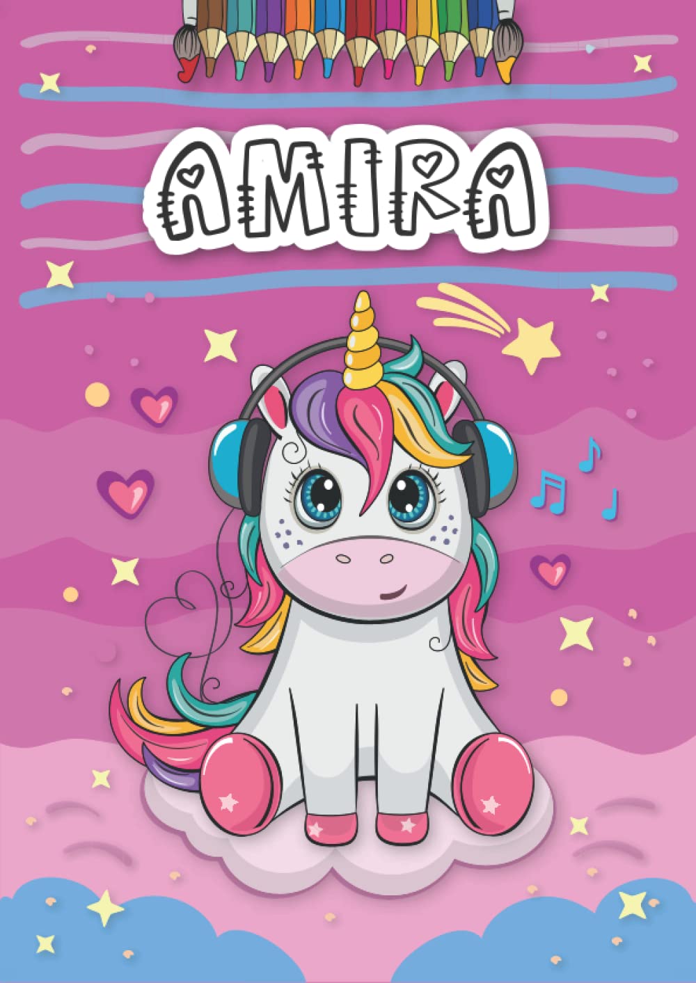 Amira: Personalized Coloring Book for Amira | Theme: Unicorn | Birthday gift for girl, daughter ... | Ages: 4-8 | 25 unicorn designs with name Amira, Large size A4 (ca. 8.5 x 11 inches)