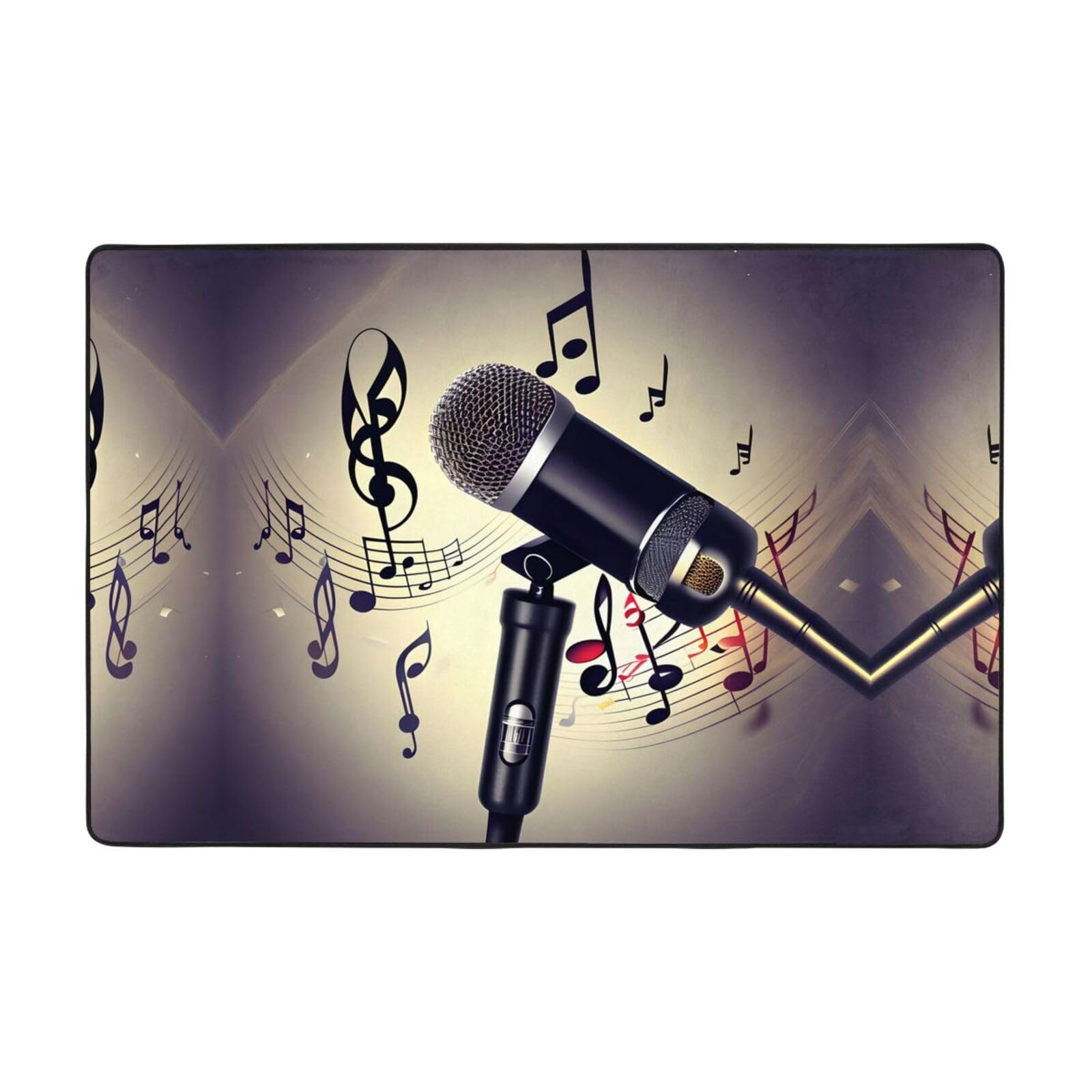 Tapis microphone pour chambre d'enfant doux et imprimé notes de musique
