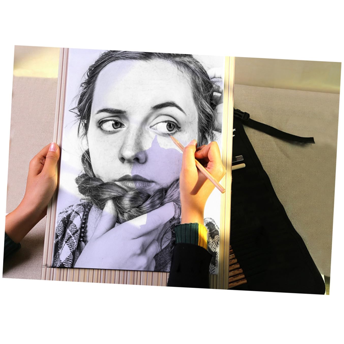 Tavola da disegno portatile, 48 x 36 cm, in legno, con clip, per progetti artistici e album da disegno, ideale per studio e aula