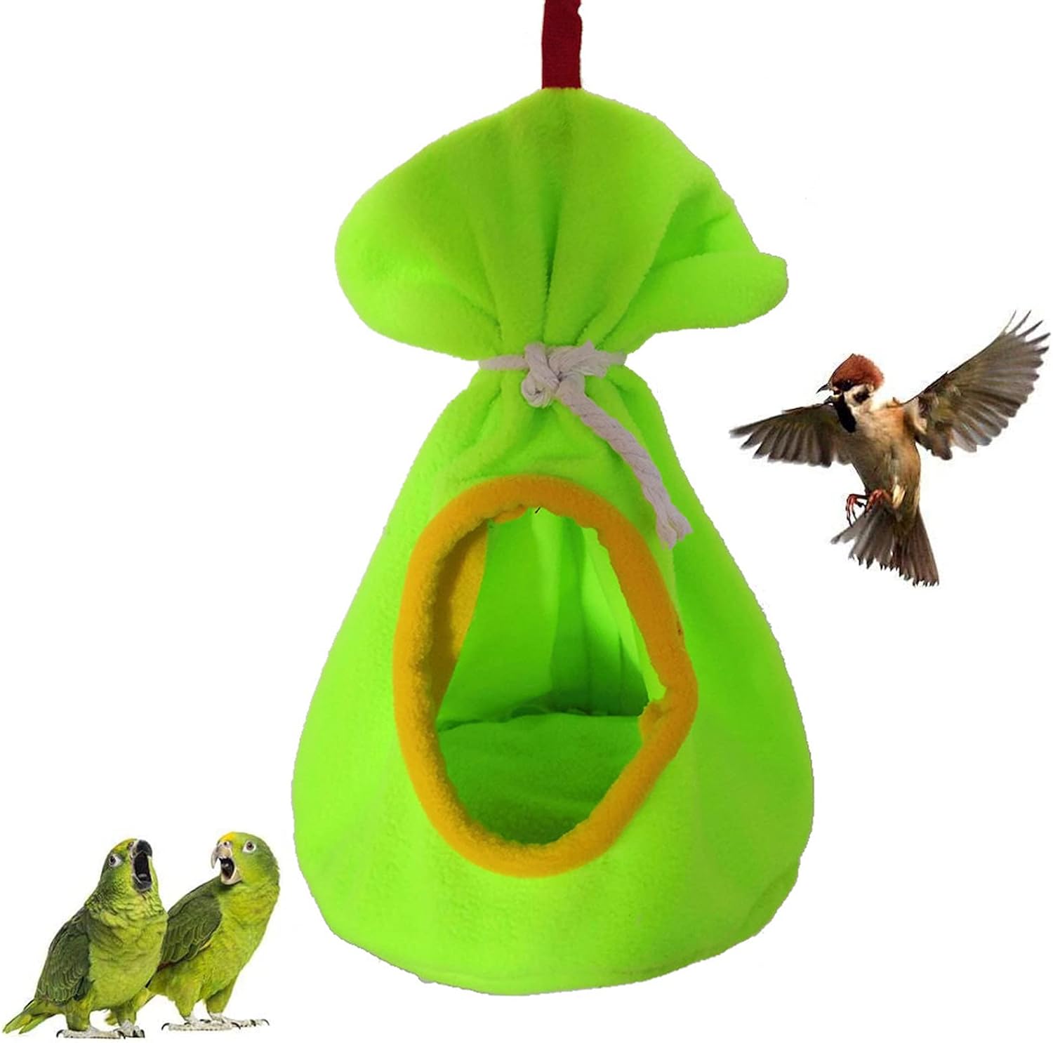 鳥たちの寝床 オウム ハンモック ペット 柔らかい ハンギング 暖かい ベッド ふわふわ 保温 感謝価格 防寒 暖かい冬 巣 寝袋 厚み 寒さ対策 洞窟 鸚鵡 人気 小動物用 グリーン 遊び場 鳥用品 文鳥 鳥のおもちゃ
