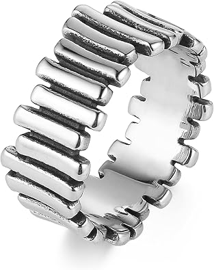 HZMAN Rings for Men Stainless Steel Irregular Gothic Personalized Biker Band Ring