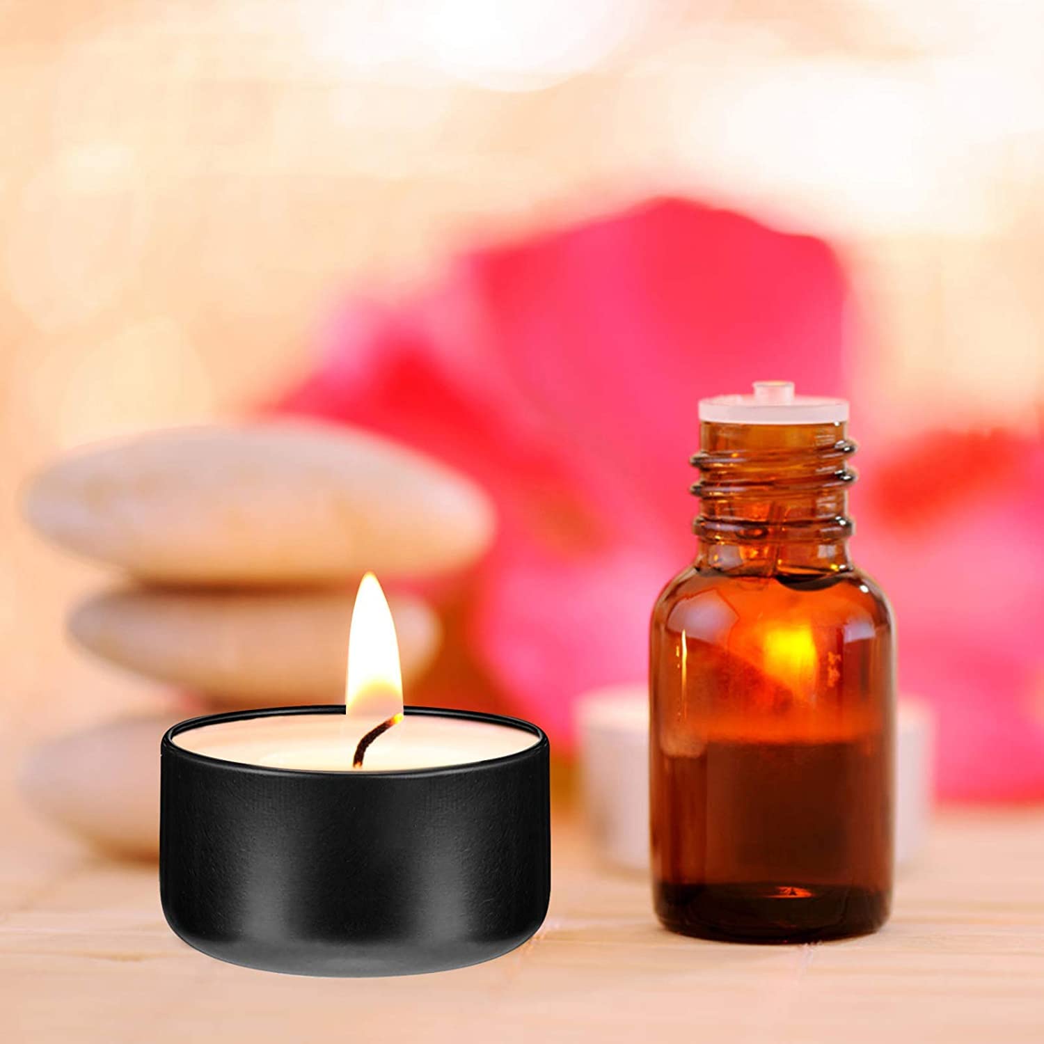 Confezione da 30 barattoli in alluminio nero contenitori per candele in metallo ricaricabili con tappo per fare candele, artigianato, condimenti da cucina （50 g）