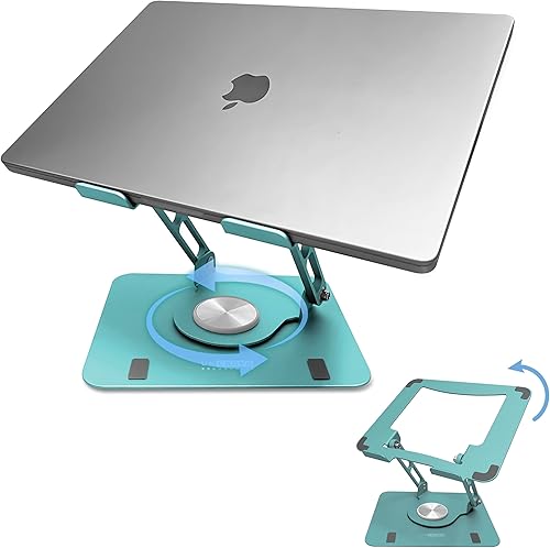 Miniatura 12 de Soporte giratorio para laptop para escritorio, soporte ajustable para laptop para escritorio con rotación de 360°, elevar, inclinar, rotar, elevador