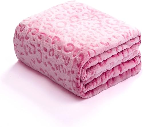 Miniatura 3 de Vessia Manta con estampado de leopardo para sofá, cama, sofá, suave y acogedora manta de guepardo rosa intenso para decoración de todas las