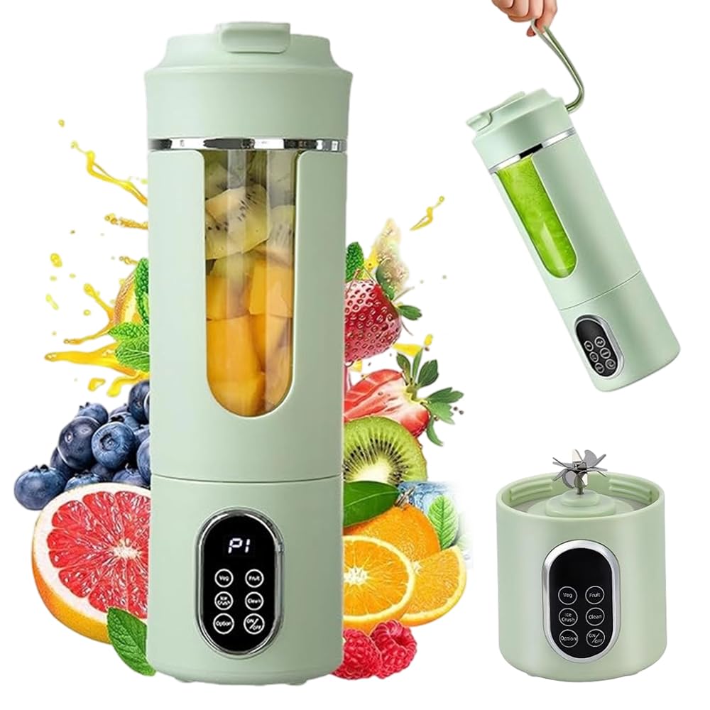 KQWVZ Portable Blender, 530ml Personal Blender, USB Rechargeable Portable Blender, Fruit Veggie Juicer Cup, Cordless Mini Blender with 12 Blades, Fresh Juice Blender for Home,Sport,Office, Traveling