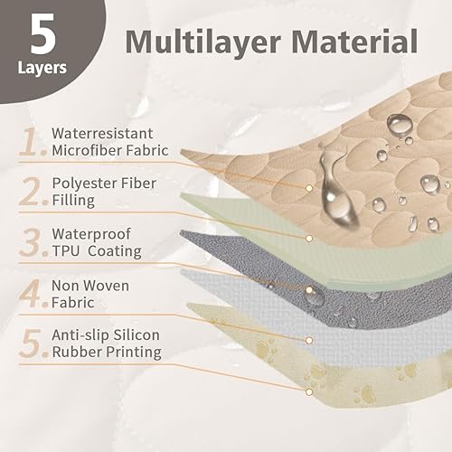 Vista 5 de Ameritex Pet Bed Cover Dog Bed Blanket for Sofa and Furniture Waterproof New Pattern Design (68x82 Inch, Beige)