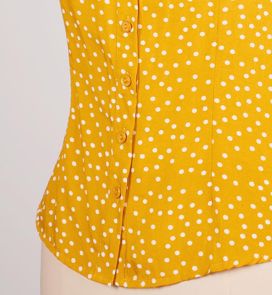YARN & INK Women's Soft Comfy Tops, Button Down Classic Shirt 1950s Retro Elegant Blouse Tops - Image 5