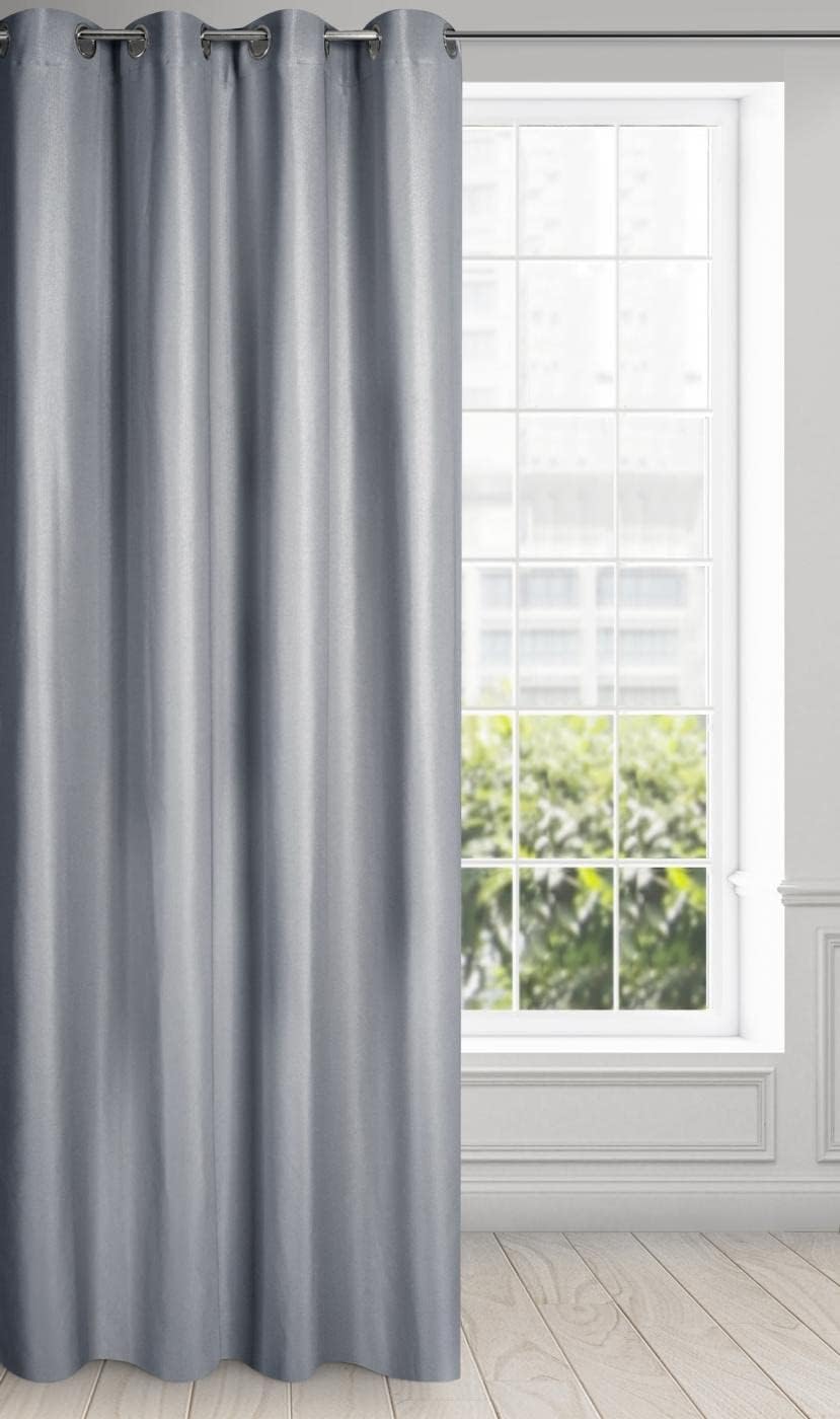 Eurofirany Essme Curtain Shiny Eyelets Smooth Trend Elegant Bedroom Living Room Silver 140 x 250 cm