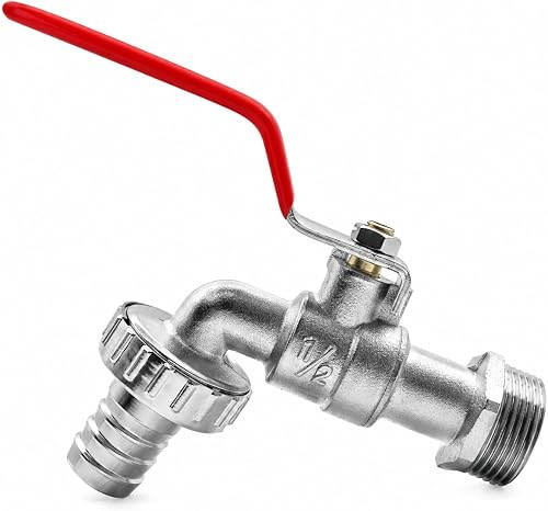 1/2" Metal Bib Tap with Red Lever Handle, Hose Connector, for Garden, Patio and Outdoor Use