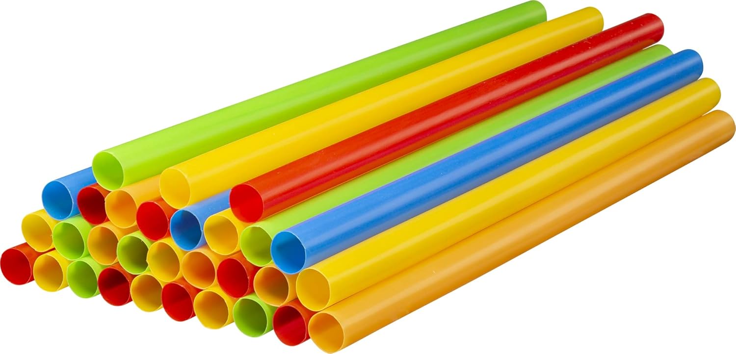 Assorted Colors Jumbo Smoothie Straws, Colorful Disposable Wide-mouthed Large Milkshake Straws 9'' Inches High / Tall 100 pack : Health & Household