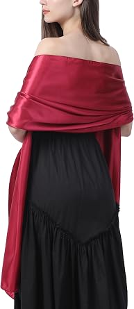 BRYCTSISEN Womens Silky Satin Shawls and Wraps Lightweight Head Scarves Bridal Wedding Evening Vintage Sheer Stole