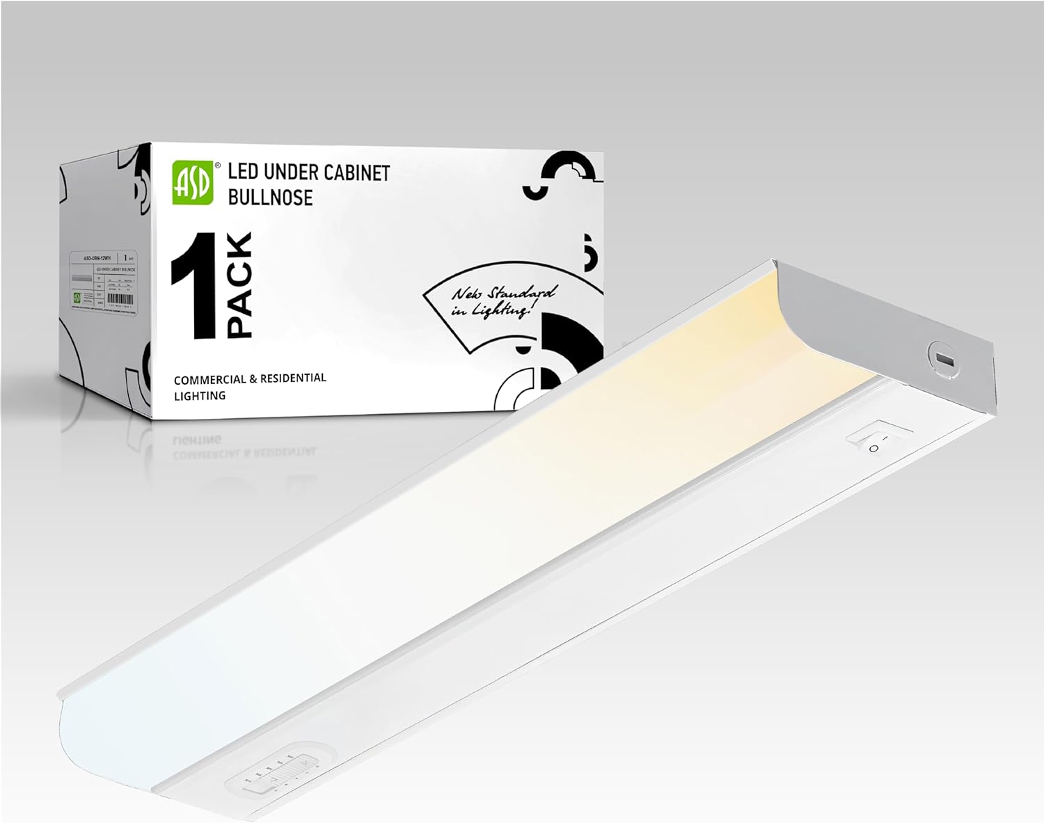 ASD 18 Inch Hardwired LED Under Cabinet Light, On/Off & 5CCT Switch 2700K-5000K, 10W 807LM CRI90+, Direct Wire Low Profile Linkable Fixture, Dimmable Under Counter Kitchen Lighting, White, UL