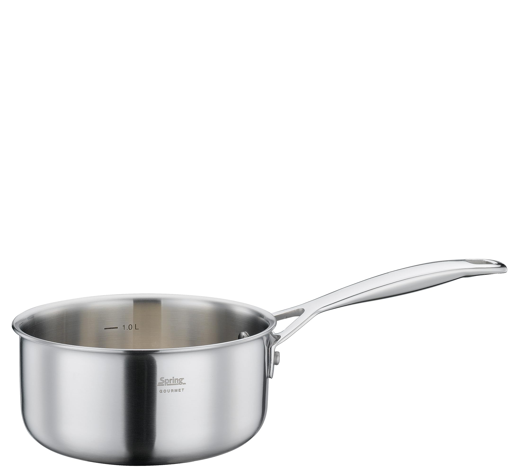 Spring GOURMET rondel Ø 16 cm, 1,4 l, stal nierdzewna, nadaje się do kuchenek indukcyjnych, nadaje się do piekarników/mycia w zmywarce, materiał wielowarstwowy, rdzeń aluminiowy, skala wewnętrzna