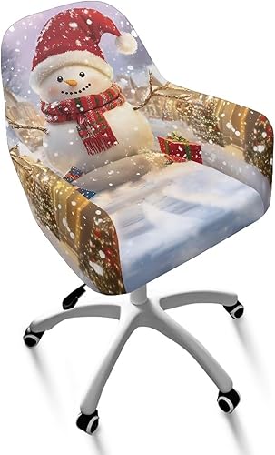 Miniatura 2 de Funda para sillón de invierno con diseño de muñeco de nieve, funda suave para silla de computadora, forro elástico para silla de escritorio, diseño