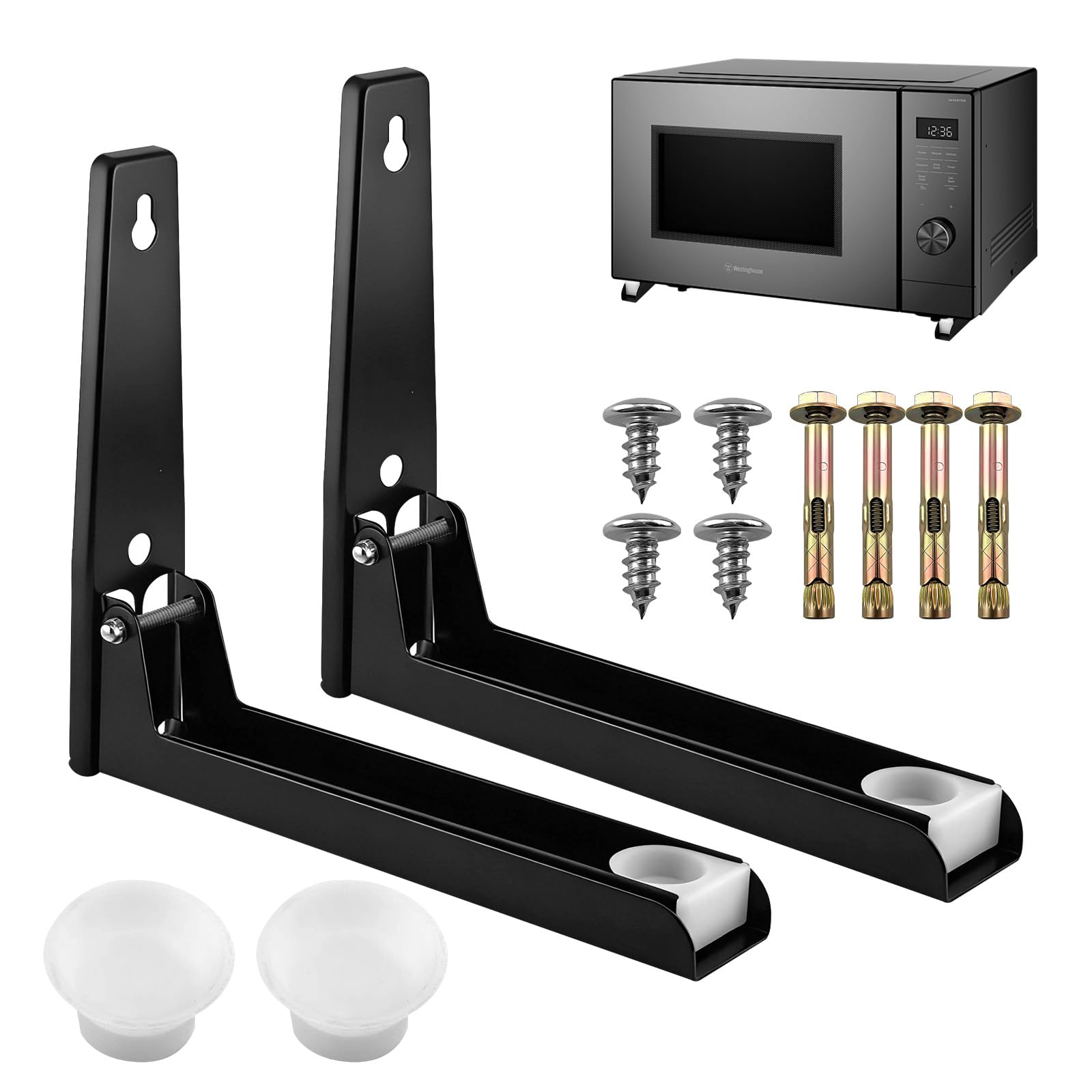 2 STK Wandregal Mikrowellenhalterung | Edelstahl Einstellbar – Halterung für Mikrowelle & Kleinen Backofen