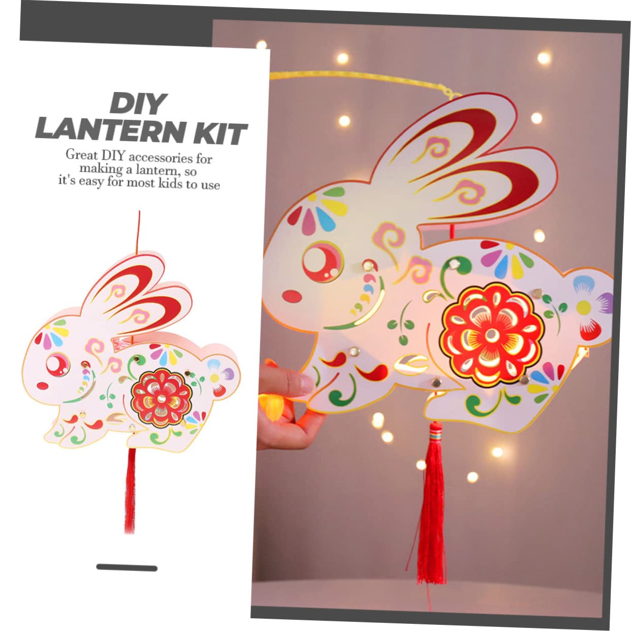 Amosfun 4 Juegos 4 Juegos De Pantallas De Lámpara con Forma De Conejo Decoración De Conejo Luces Solares para Exteriores Linternas De Año Lunar Lámpara De Campamento con 2 Piezas * 4