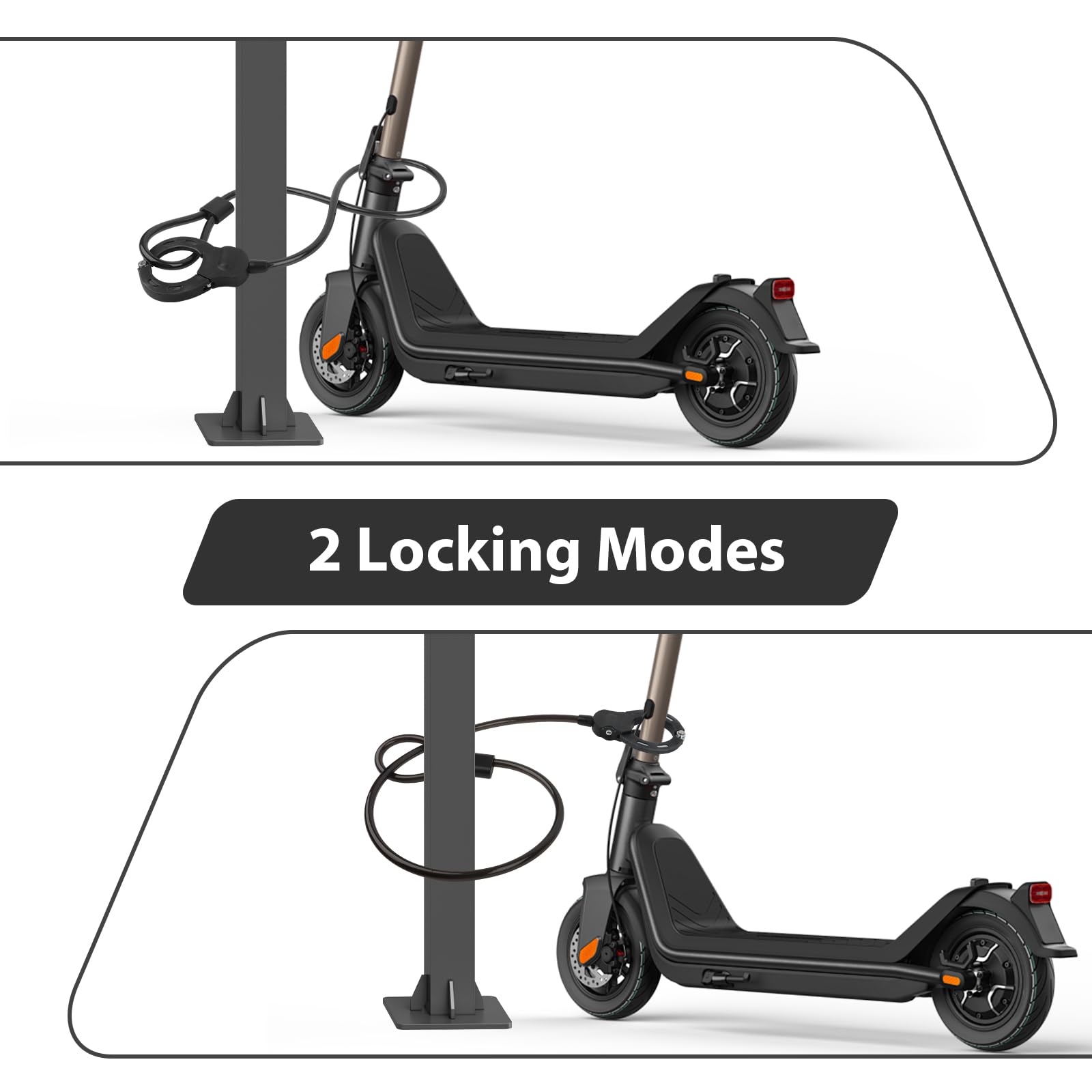E Scooter Schloss, E Roller Schloss mit Schlüssel, 100cm/14mm Dickes Kabelschloss Hohe Sicherheit, Handschellenschloss für Fahrrad, Kinderwagen