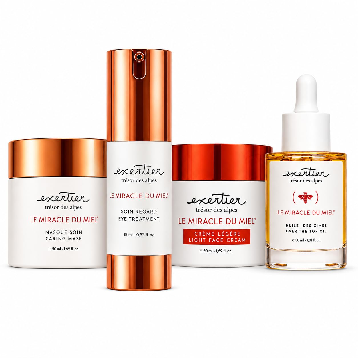 Coffret Routine Visage au Miel des Alpes – 5 Soins pour Peaux Sèches et Sensibles – Crème de Jour 50 ml, Masque de Nuit 50 ml, Huile Visage 30 ml, Contour des Yeux 15 ml et Savon 110 g – Fabr