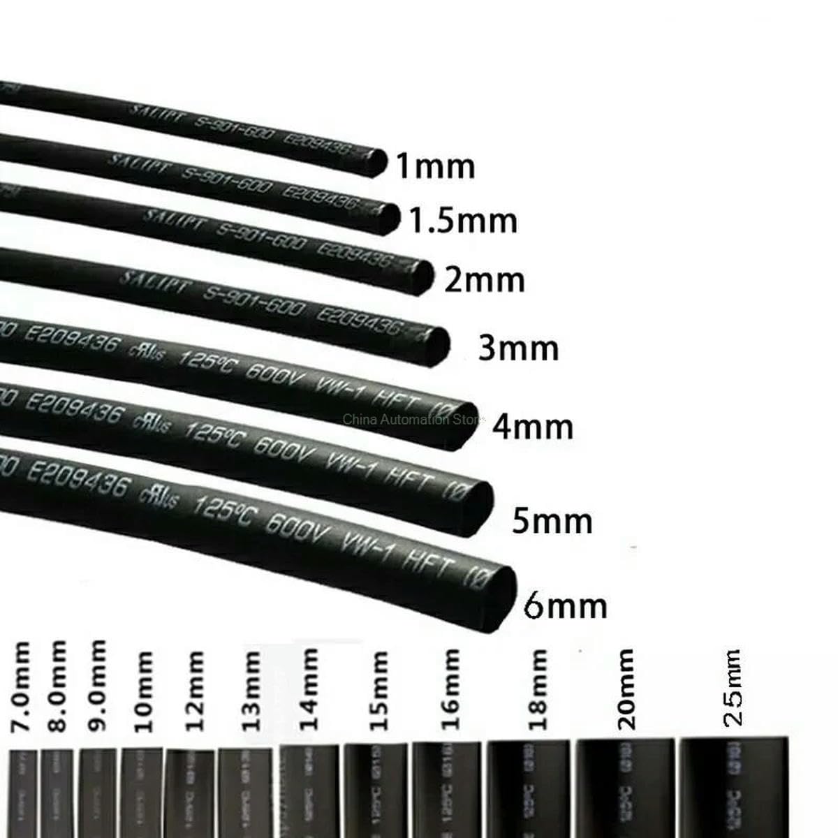 Tubo termorestringente rotondo diametro 1 1,5 2 2,5 3 3,5 4 5 6 8 10 12 14 16 18 20 22 mm lunghezza tubo termorestringente tubo termorestringente-nero-1,5 mm-100 m